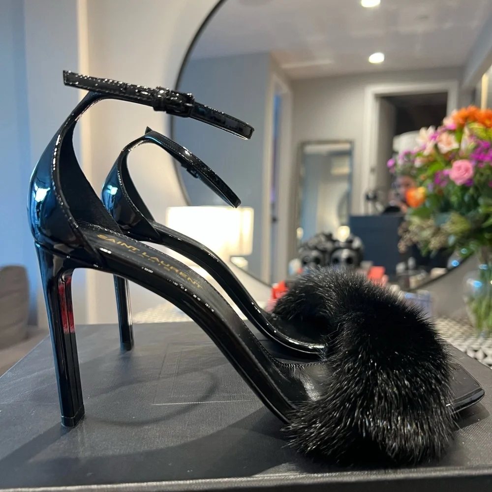 Saint Laurent | Shoes | Saint Laurent Bea Patent Leather And Mink